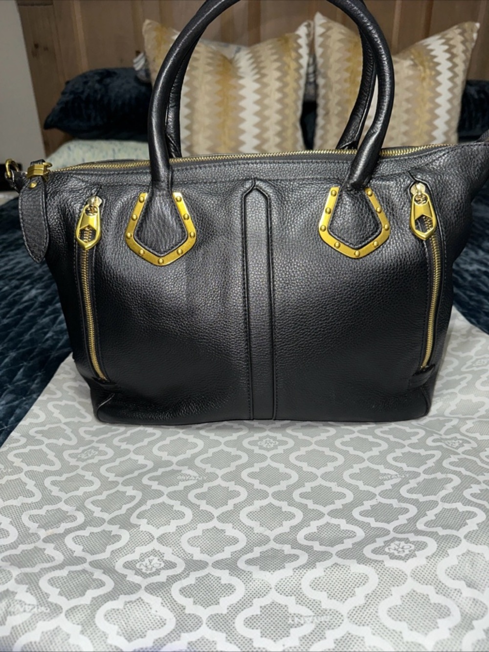 OrYany black leather shoulder bag